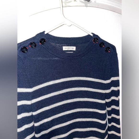 Isabel Marant Etoile Striped Navy Button Crewneck Sweater ⚓️🌊 Size 10 - Picture 9 of 15